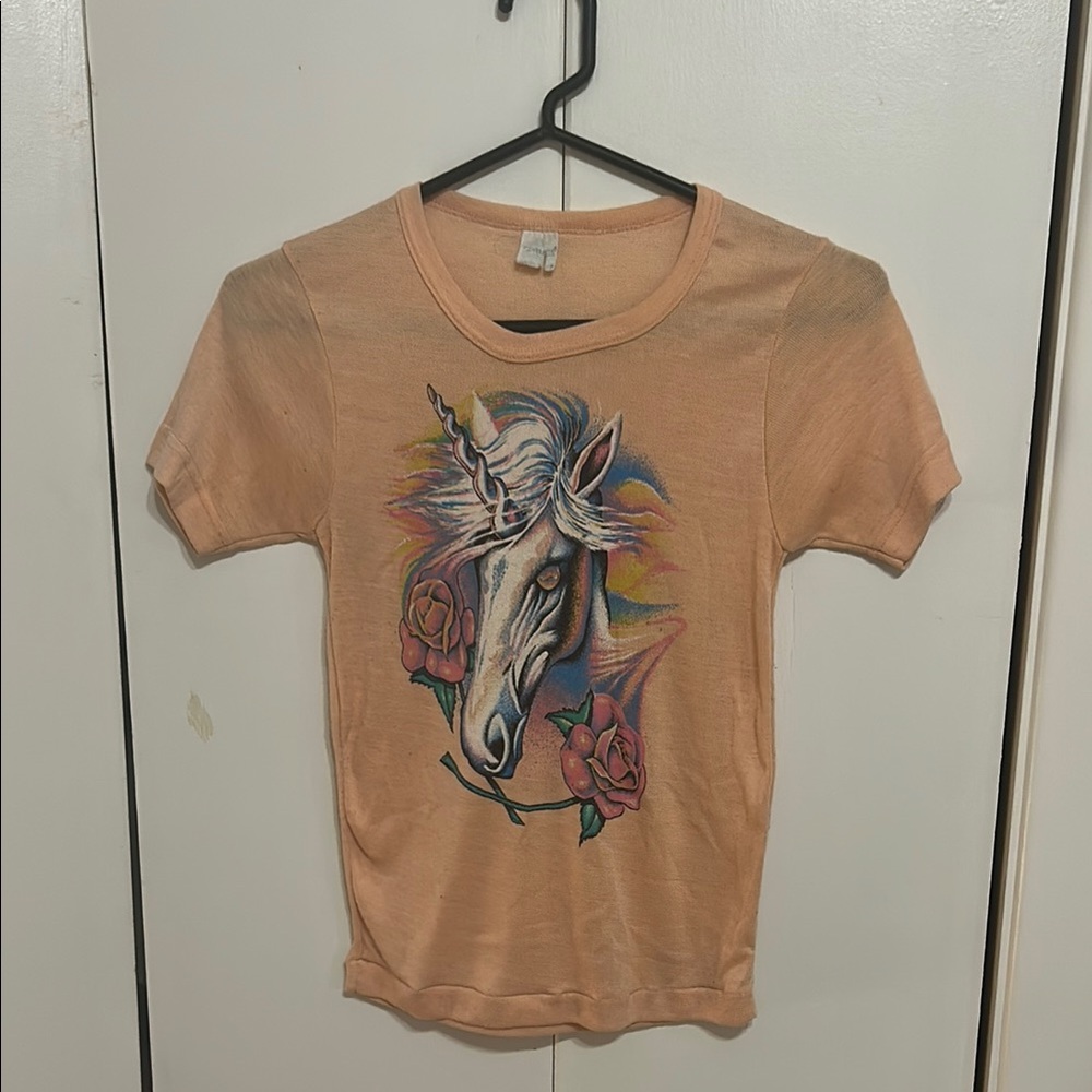 Unicorn Graphic Baby tee vintage - salmon